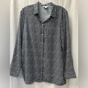 J Jill Long Sleeve Button Down Rayon Blouse Size M/ Excellent Condition